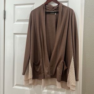Logo Lounge  Cardigan with Dotted Swiss layers